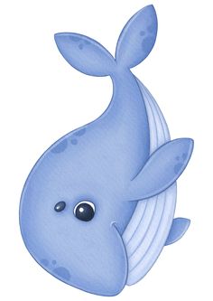 a drawing of a blue whale with big eyes