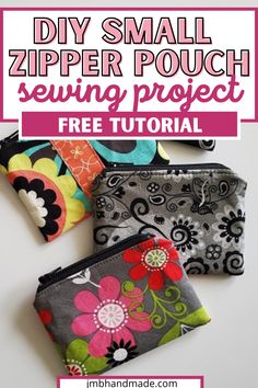 small zipper pouch sewing project with free pattern