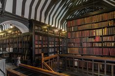 an old library filled with lots of books