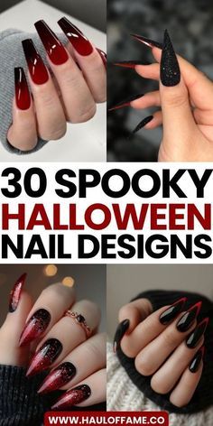 Simple Halloween Nails Stilleto, Trending Halloween Nails, Spooky Square Nails, Pre Halloween Nails, Halloween Nail Inspo Short, Halloween Sns Nails, Halloween Chrome Nails, Simple Halloween Nails Acrylic, Halloween Nails Dark