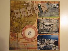 a collage with pictures and words on it, including an ornament in the middle