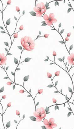 Free Printable Pattern: Whimsical Floral Wallpaper Design Digital Flowers, Wallpaper Design, Pattern Vector, Printable Patterns, Free Downloads, Floral Wallpaper, Pattern Art, 18th Century, Free Printable