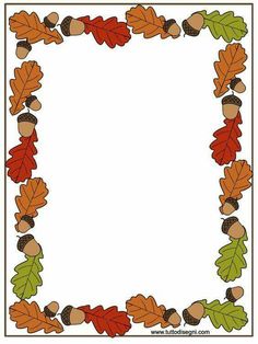 an autumn frame with leaves and acorns in the shape of a rectangle