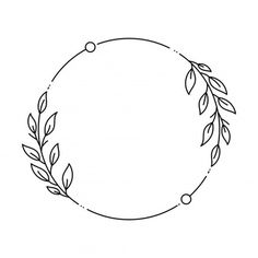 a black and white circle with leaves on it