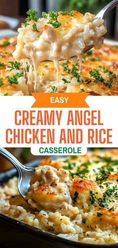 creamy angel chicken and rice casserole with parsley