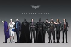 the dark knight characters are standing together