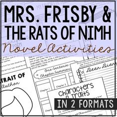 mrs frisby and the rats of nim novel activities in 2 formats