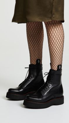 R13 Platform Combat Boots | SHOPBOP R13 Boots, Boots Street Style, Platform Combat Boots, Doc Marten Oxford, Denim Branding, Motorcycle Boots, Thick Heels, Rubber Heels, Brunei