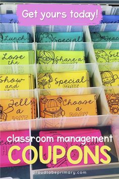 classroom management coupons with the text get yours today