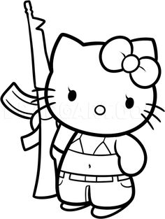 the hello kitty is holding an umbrella