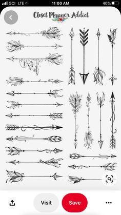 an iphone screen showing the different types of arrows