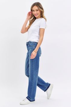 Relive your glory days in these Judy Blue Dad Jeans! With a mid-rise fit and release hem, you'll be the coolest cat on the block. The Mid-rise fit will give you the perfect fit and style. Dad Jean - Relaxed Fit Release Hem Detail Medium Wash with some faint whiskering Mid-Rise: 11.75" Inseam: 32" Fabric: 93% Cotton, 6% Polyester, 1% Spandex MANDEE'S FIT CHECK: Very stretchy. Mandee did prefer her normal Judy Blue size 9. (She does wear a size 11 in most department stores jeans.) Style: 82465REG Released Hem Jeans, Fresh Skincare, Fresh Shop, Fresh Makeup, Dad Jeans, Glory Days, Department Stores, Hem Jeans, Judy Blue Jeans