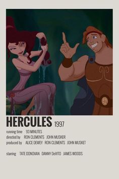 an old movie poster with the characters from hercules and heracles, including two women