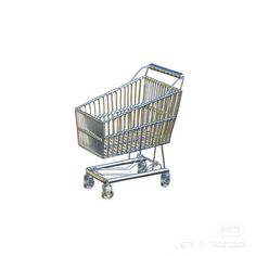 an empty shopping cart on wheels is shown in this drawing, it appears to be metal