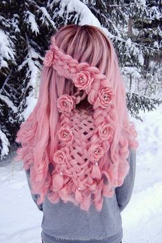 Flower Braids, Kawaii Makeup, Rp Ideas, Swedish House, Pink Wig, Rose Hair, Hair Dye Colors, Pretty Hair