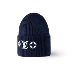 LOUIS VUITTON® - Lv Headline Beanie - Bleu Marine Designer Winter Hats With Curved Brim, Navy Beanie, Bright Highlights, Micro Bags, Louis Vuitton Official Website, Slouchy Bag, Trunk Bag, Latest Bags, Knitted Beanie