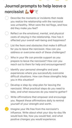 a checklist with the words journal prompts to help