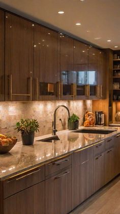 a kitchen filled with lots of counter top space