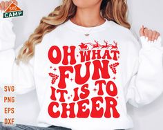 Disney Nationals Cheer Shirts, Christmas Cheer Shirts, Christmas Cheerleading, Gymnastics For Beginners, Dance Team Gifts, Cheer Signs, Cheer Svg, Pom Pom Girl, Oh What Fun