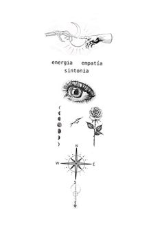 an eye and cross tattoo with the words energia empatha on it