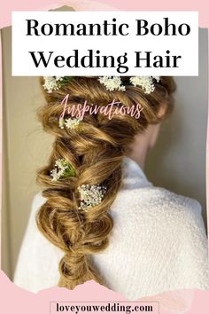 Get inspired with these stunning Bohemian and Rustic Wedding Hairstyles! These hairstyles blend natural beauty with boho charm to complete your bridal look. Click to explore the ultimate boho and rustic hair inspiration for your special day! Floral Updo, Romantic Boho Wedding, Boho Waves, Hairstyles Inspiration, Rustic Wedding Hairstyles, Polished Hair, Boho Wedding Hair