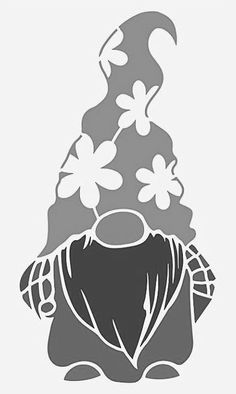 an illustration of a gnome with flowers on his head and beard, sitting in front of a white background