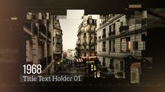 an old city street with tall buildings and the words title text holder 01 on it