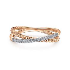 Gold Cross Ring, Ladies Rings, Criss Cross Ring, Rose Gold Beads, Diamond Fashion Rings, Gold Rings Fashion, Twisted Band, Cross Ring, Best Jewelry Stores