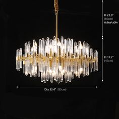 the chandelier is shown with measurements