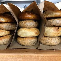 several bagels stacked on top of each other