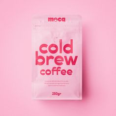 a bag of cold brew coffee on a pink background