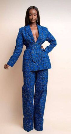 Here's a stylish African suit set made of 💯 African wax, suitable for work, meetings, weddings, birthdays and lots more events. There's zipper at the side of the pants and two side pockets. *Please include Your height to aid Us in predicting the suitable length for the pants 👖* LAUNDRY GUIDE -wash with a mild soap -do not bleach -do not machine wash Customisations are welcome to all outfits... Feel free to start an Etsy conversation for further enquiry...kind regards Elegant Printed Formal Sets, Formal Printed Long Sleeve Suits, Printed Long Sleeve Suits For Formal Occasions, Formal Long Sleeve Printed Suit, Blue Two-piece Set For Workwear, Elegant Blue Matching Set, Traditional Printed Formal Sets, Traditional Printed Sets For Formal Occasions, Ankara Two Piece