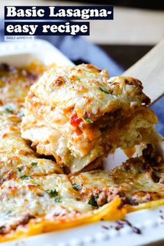 A slice of lasagna. Classic Lasagna, Lasagna Recipe, Quick Cooking, Daily Meals, Italian Sausage, Ground Beef Recipes