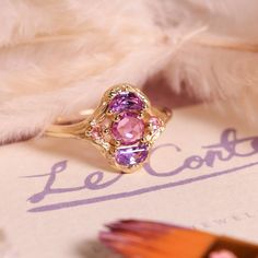 Pink And Gold Ring, Pink Amethyst Gemstone Ring, 14k Gold Purple Amethyst Ring, Mystical Amethyst Gemstone Rings, Elegant 14k Gold Amethyst Ring Collectible, Pink 14k Gold Amethyst Ring, Pink And Purple Sky, Dope Jewelry Accessories, Minimalist Accessories