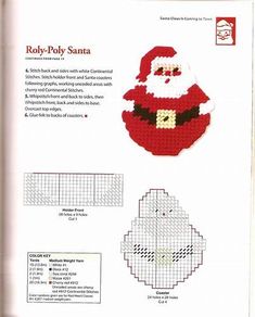 a cross stitch christmas ornament with santa claus