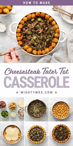 How to Make Cheesesteak Tater Tot Casserole Shaved Steak, Tater Tot Recipes, Philly Cheese Steak Casserole, New Dinner, Tot Casserole, Hot Dish, Tater Tot Casserole, Philly Cheesesteak, Tater Tots