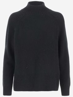 Sweater made of wool and cashmere High neck Long sleeves Ribbed edges Black Made in China Composition: 70% wool, 30% cashmere Cashmere Color, Latest Sweater, Jacquard Sweater, High Neck Long Sleeve, Beige Sweater, Knitwear Men, Sweater Making, Knitwear Cardigan, Pink Sweater