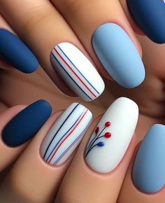 Nagel Tips, School Nails, Blue Nail Designs, Striped Nails, Blue Nail, Dark Nails, Neon Nails, Manicure Y Pedicure, Floral Nails