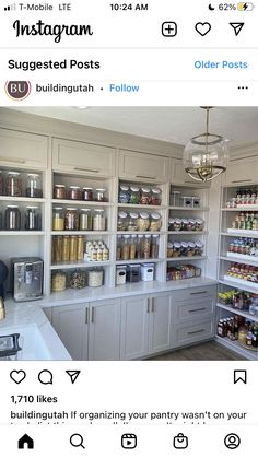 the instagram page shows an image of a pantry