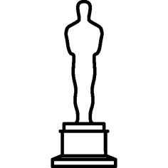 the oscar statue is shown in black and white