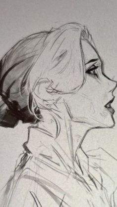 a drawing of a woman's profile with her hair pulled back and eyes closed