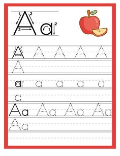 the letter a is for apple handwriting practice