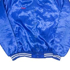 Item is in good used condition. >Size: M >Armpit To Armpit: 23" >Armpit To Cuff: 22" >Collar To Hem: 27" Casual Nylon Varsity Jacket For Streetwear, Retro Blue Windbreaker For College, 90s Blue Windbreaker For Streetwear, Blue Casual Varsity Jacket For Outdoor, Casual Blue Varsity Jacket For Outdoor, Blue Retro Outerwear For Sports Events, 90s Mens, Second Hand, Mens Accessories