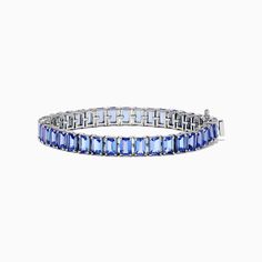 Effy Silver 925 Emerald Cut Tanzanite Bracelet Panther Ring, Rose Gold Black Diamond, Tanzanite Bracelet, Diamond Circle Pendant, Tanzanite Diamond Ring, Sapphire Band, White Gold Sapphire, Multi Sapphire, Tanzanite Diamond