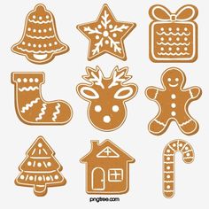 gingerbread cookies and christmas decorations on a white background