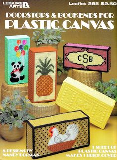 an advertisement for plastic canvass featuring pineapples and other items in the shape of boxes