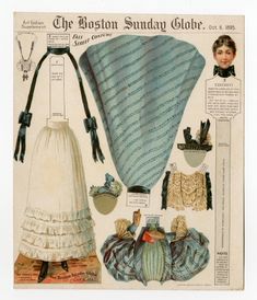 an old fashion sundae is featured in this advertisement for women's clothing, including dresses and bonnets