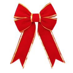 Set the Holiday scene with the bold and beautiful Red 18 in. Outdoor Structural Bow! This Red bow made with outdoor safe velveteen ribbon is perfect for decorating your home, accenting wreaths and garland, or adorning lamp-posts. With a wire mesh interior, this bow holds its shape and can be easily manipulated for a truly 3D appearance that maintains its shape all season. The neatly stitched gold accents add a crisp, finished appearance. Holidynamics Holiday Lighting Solut 24-in Bow Christmas De Giant Bow, Lamp Posts, Bow Christmas, Wreaths And Garlands, Christmas Bows, Velvet Bow, Bold And Beautiful, Holiday Lights, Red Bow