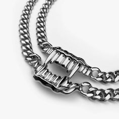 Our best-selling Bite Me Dual Chain is an original RARE-ROMANCE™ piece. With its provocative design the necklace makes a bold statement. Paired with the extra heavy cuban chain, the combination creates a modern, timeless look. Both pieces can be styled as a choker or a longer necklace. Ships in custom packaging, perfect for gifts. Select your color | Add to cart | Ships same day of purchase PRODUCT SPECIFICATIONSBITE ME CHAIN: 18' (infinite adjustability) x 8mmHEAVY CUBAN CHAIN: 20" (infinite ad Metal Chain Link Necklace For Streetwear, Streetwear Necklace With Chunky Chain Link, Streetwear Metal Necklace With Chunky Chain, Metal Double Chain Cuban Link Necklace, Double Chain Metal Necklaces With Cuban Link, Double Chain Cuban Link Metal Necklace, Chunky Chain Stainless Steel Jewelry For Streetwear, Adjustable Metal Chain Necklace For Streetwear, Silver Double Chain Cuban Link Necklace