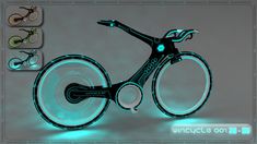 an image of a futuristic bike with glowing wheels